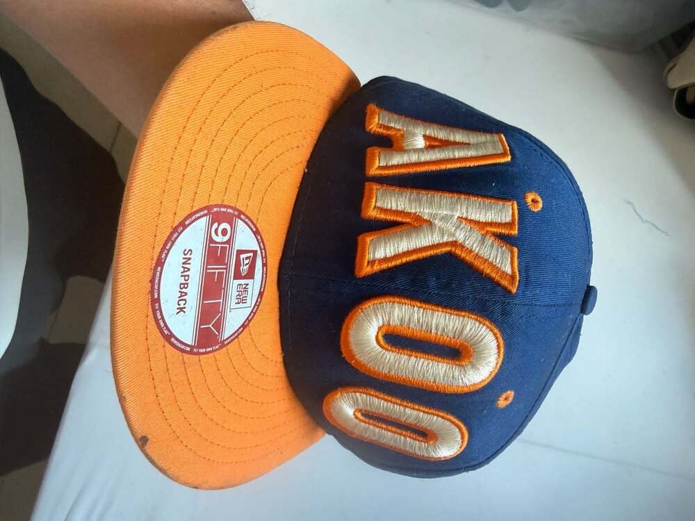 AKOO x New Era 59FIFTY Snapback Hat Navy Blue/Orange 1980 Embroidered Cap